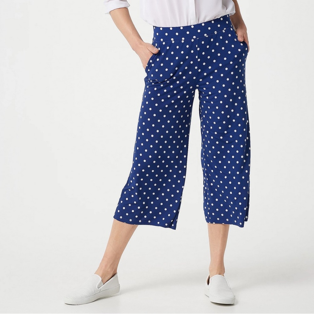 SHEIN Navy Polka Dot Cropped Pants